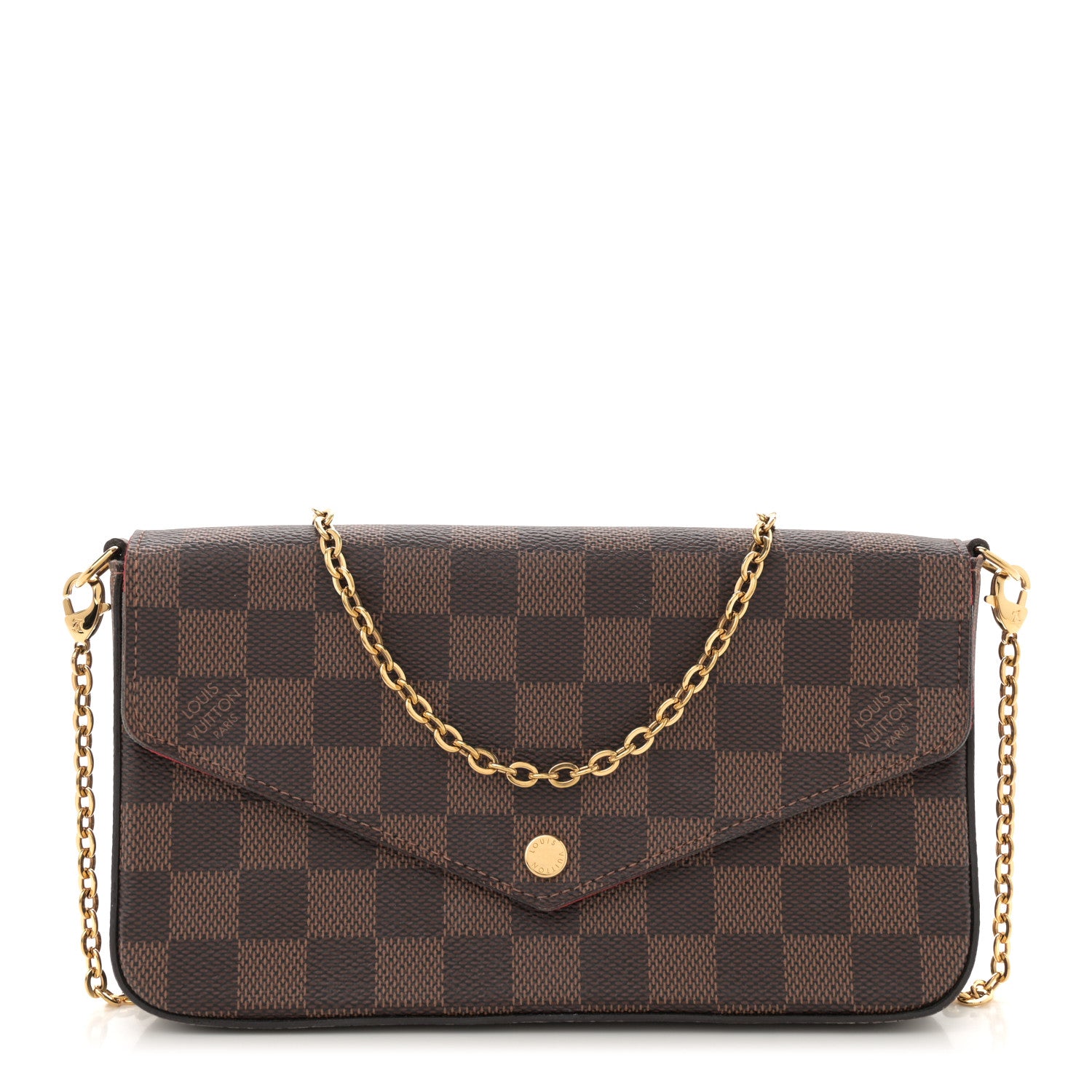 Louis Vuitton Damier Ebene Pochette Felicie Chain Wallet 1 of 10