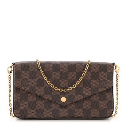 Louis Vuitton Damier Ebene Pochette Felicie Chain Wallet 1 of 10