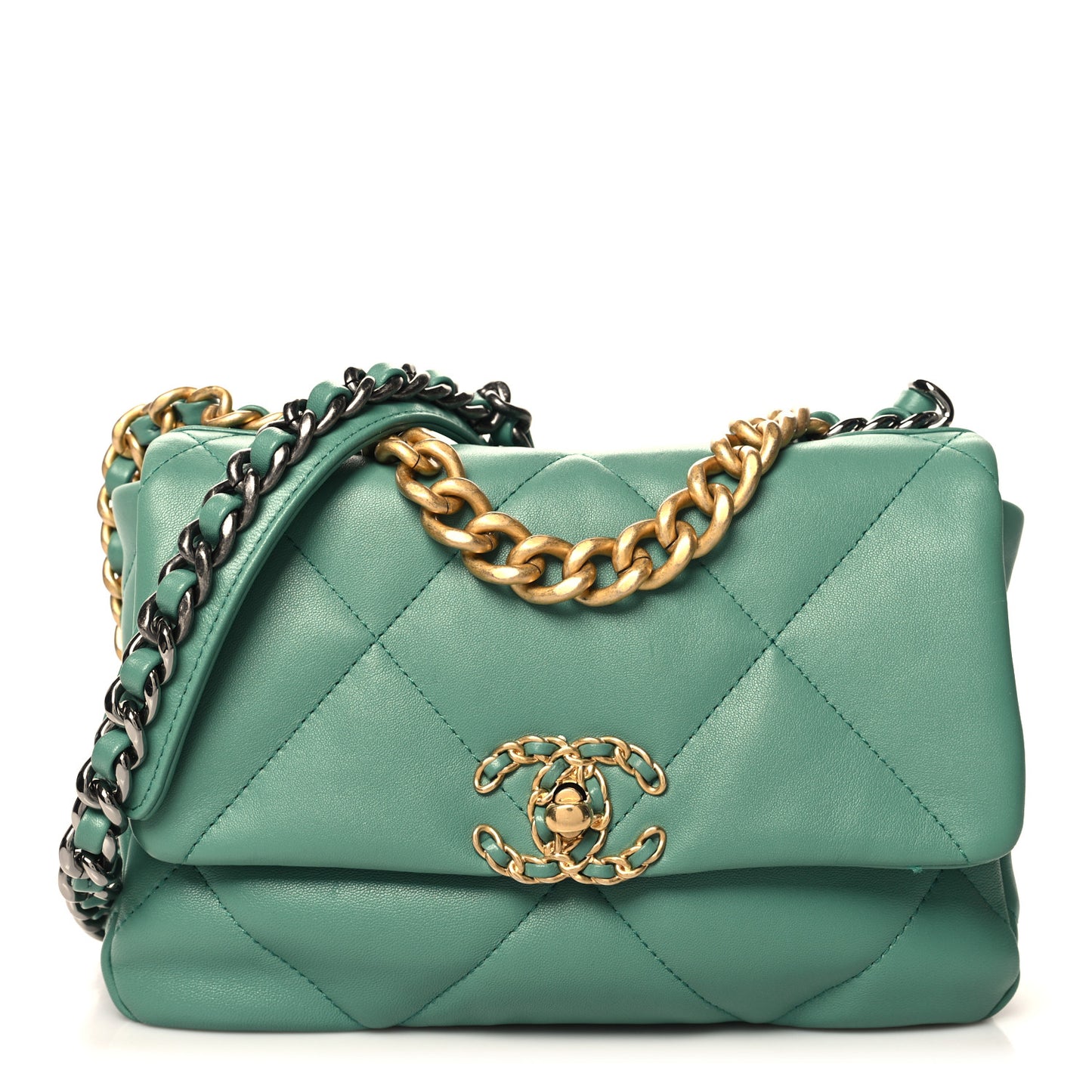Lambskin Quilted Medium Chanel 19 Flap Green