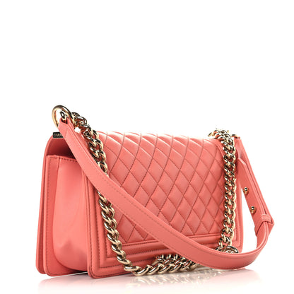 Chanel Lambskin Quilted Medium Boy Flap Coral 3 of 10