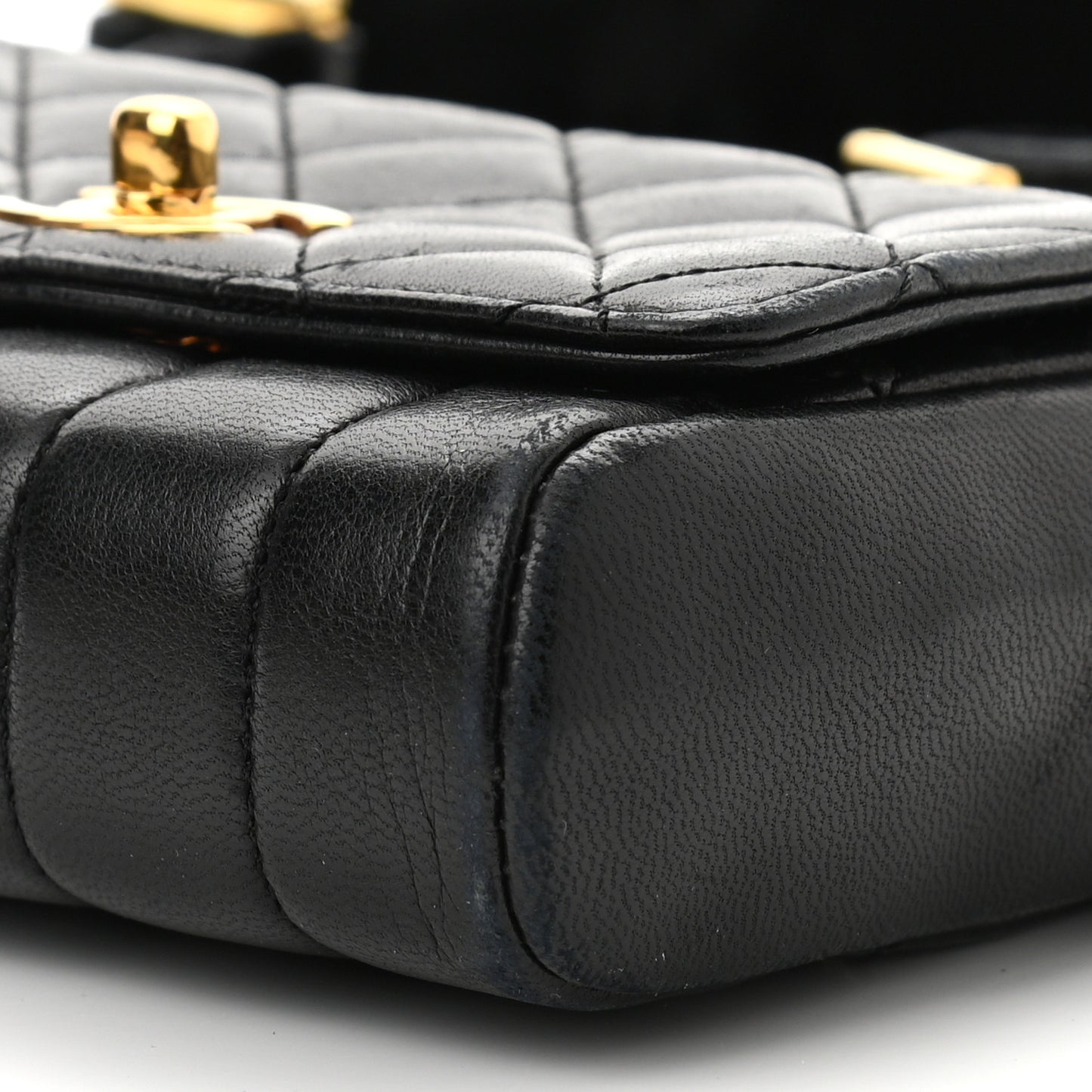 Lambskin Velvet Quilted Flap Shoulder Bag Black