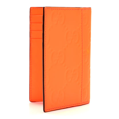 Gucci Rubber Effect GG Embossed Long Card Case New Orange Fluo 3 of 8