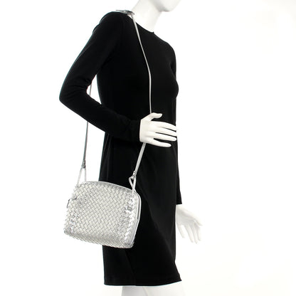 Bottega Veneta Metallic Nappa Intrecciato Pillow Crossbody Messenger Silver 2 of 8