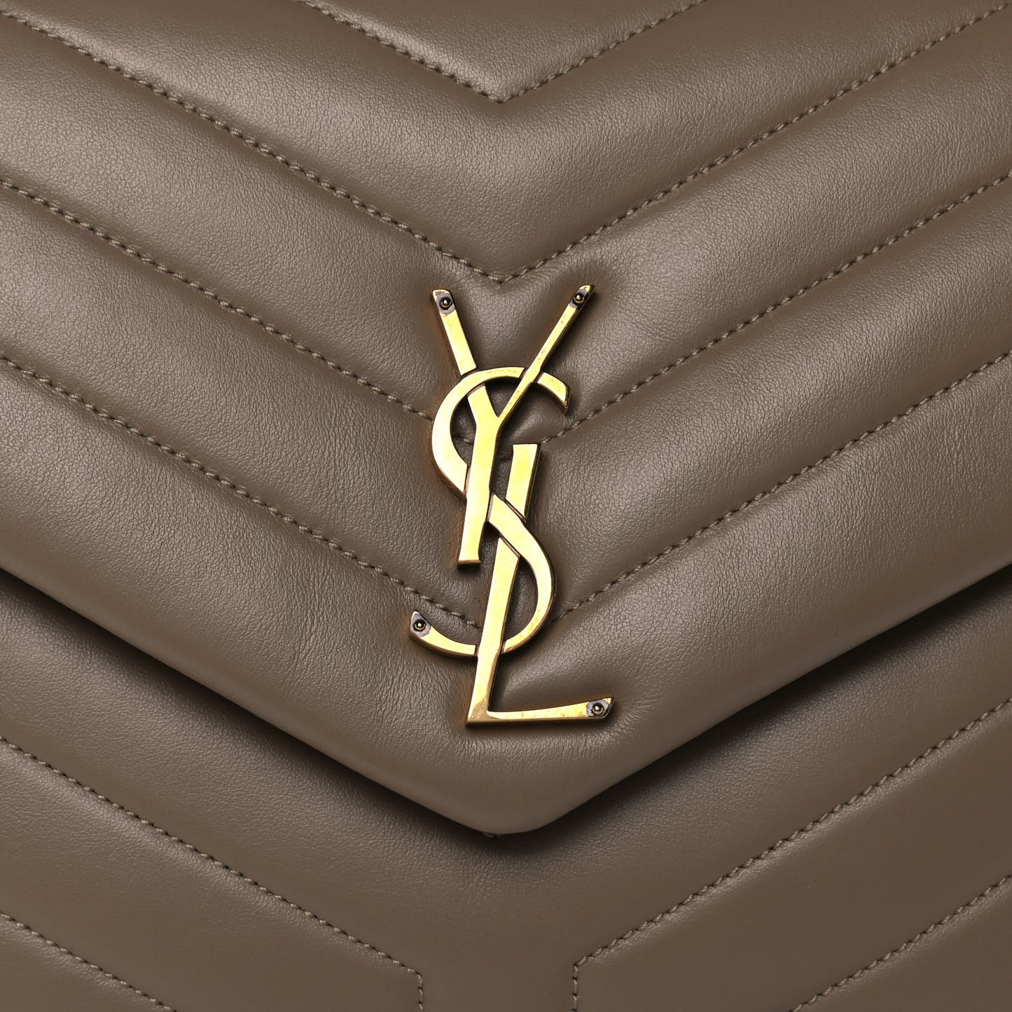 Calfskin Y Quilted Monogram Medium Loulou Chain Satchel Taupe
