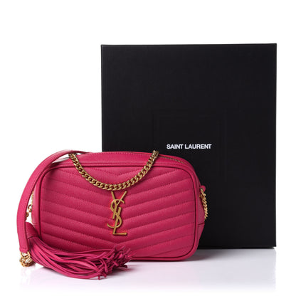 Saint Laurent Grain De Poudre Matelasse Monogram Mini Lou Camera Bag Fuchsia 11 of 11