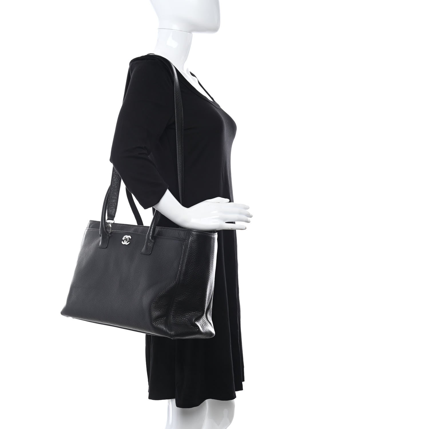 Chanel Calfskin Cerf Executive Shopper Tote Black 3 of 11