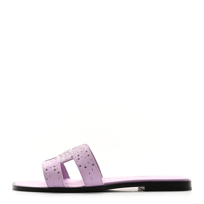 Hermes Suede Goatskin Crystal Oran Sandals 37 Violet Amethyste 1 of 9
