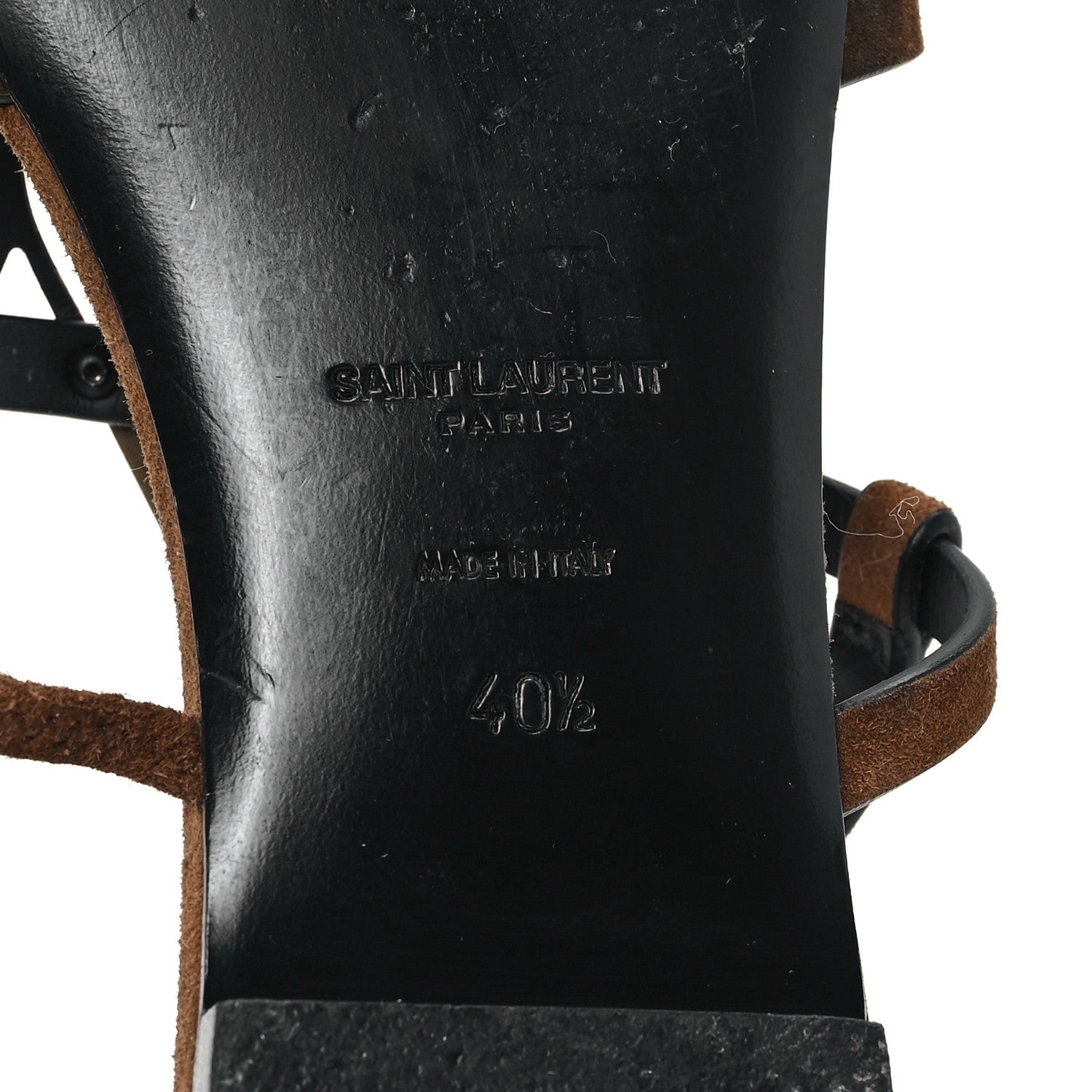 Saint Laurent Suede Cassandra Monogram Palm 05 Sandals 40.5 Brown 7 of 10
