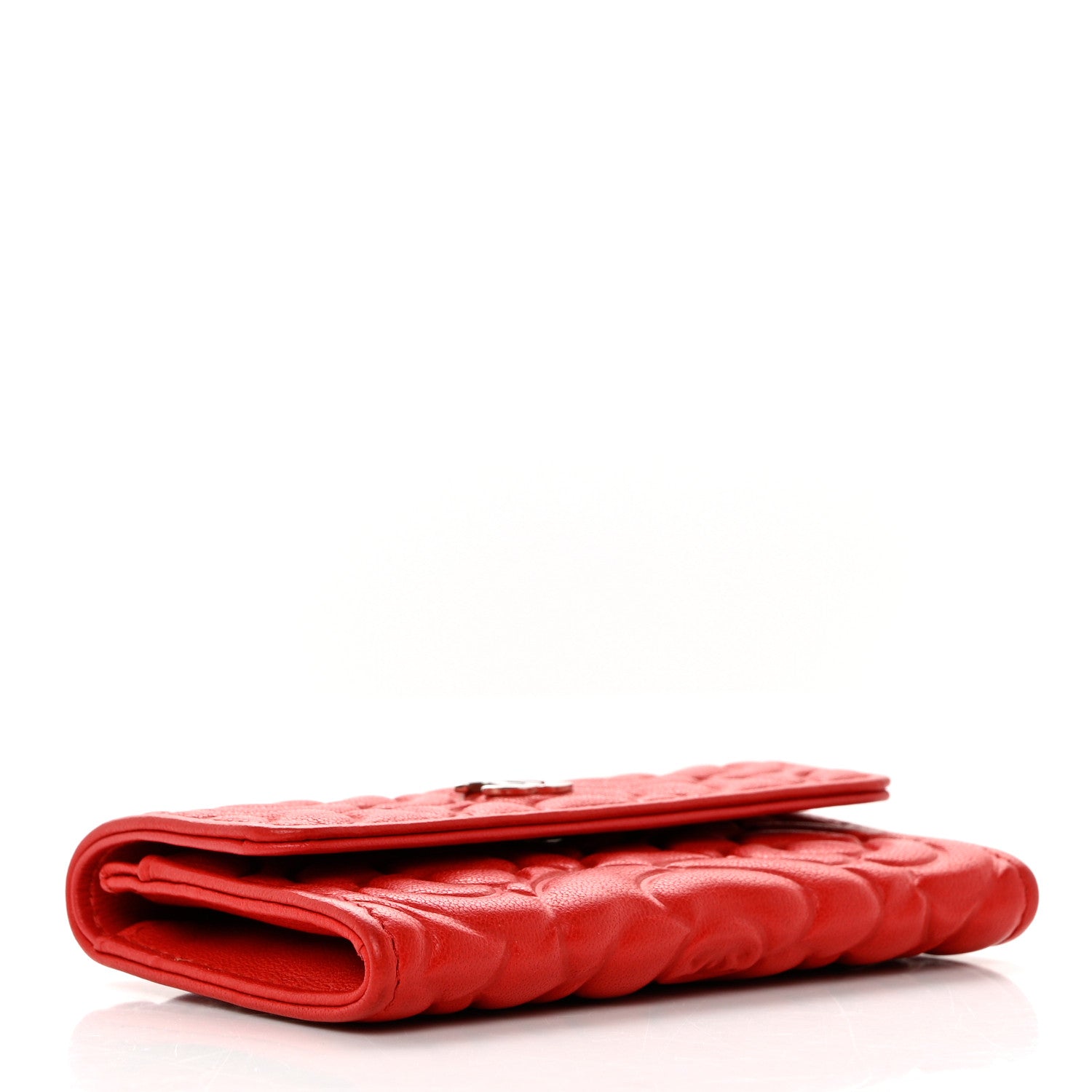 Chanel Goatskin Camellia Embossed Card Holder Red 4 of 8