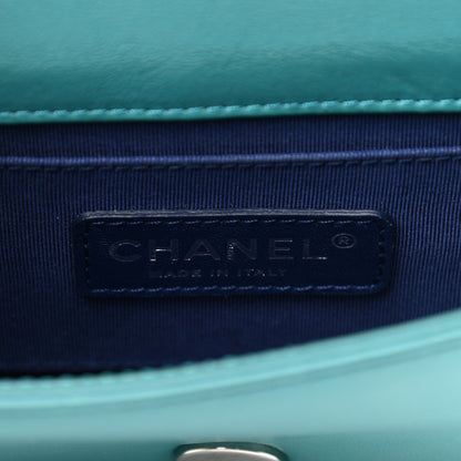 Chanel Plexiglass Patent Mini Boy Brick Flap Turquoise Navy 5 of 11