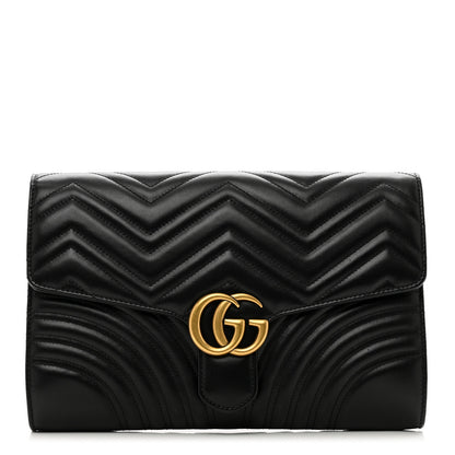 Gucci Calfskin Matelasse GG Marmont Clutch Black 1 of 7