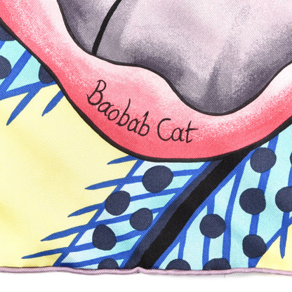 Hermes Silk Twill Baobab Cat Scarf 90 Jaune Canard Rose Jaune Canard Rose 3 of 5