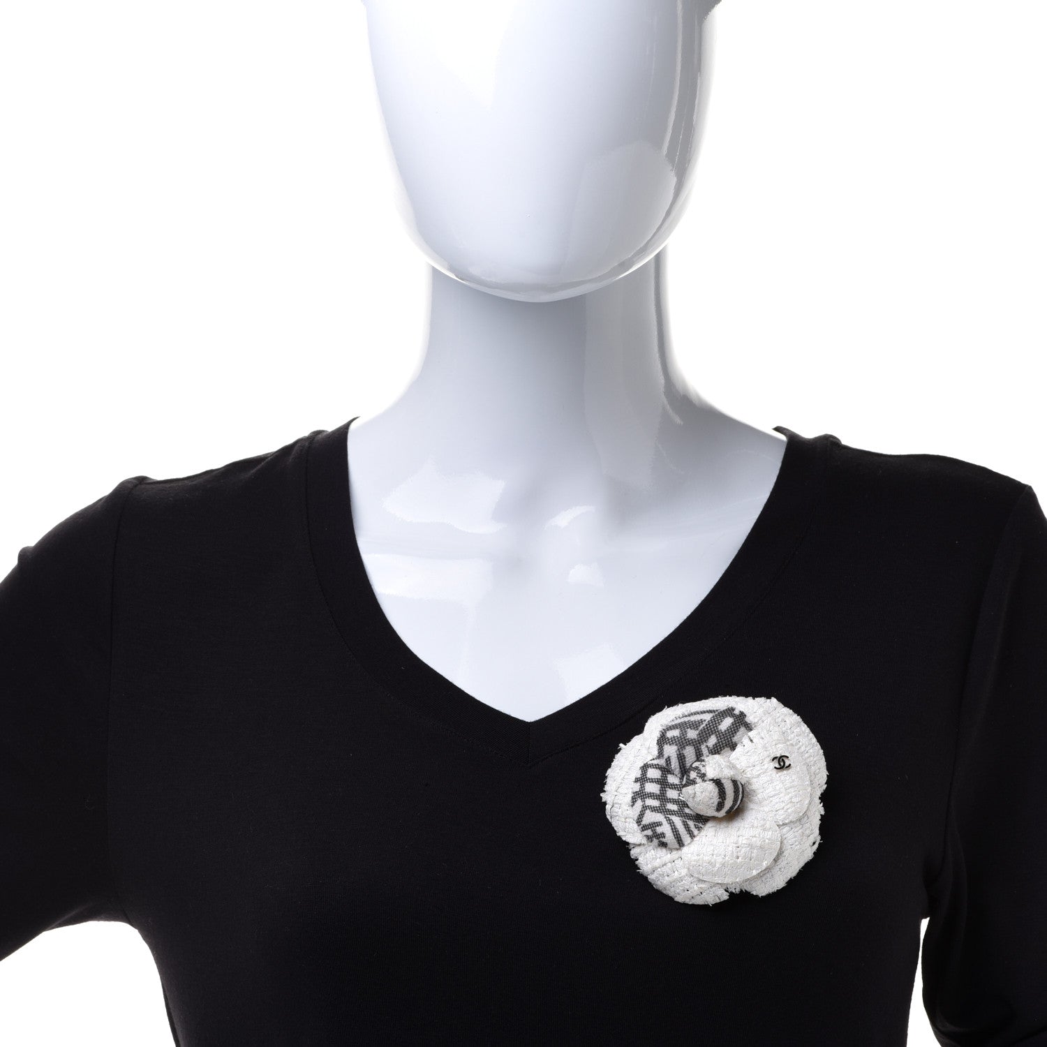 Chanel Fantasy Tweed Camellia Pin Brooch Ivory 2 of 6