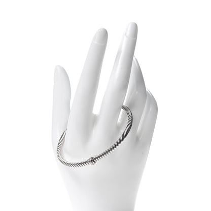 David Yurman Sterling Silver Diamond 4mm Cable Classics Single Station Bracelet 2 of 4