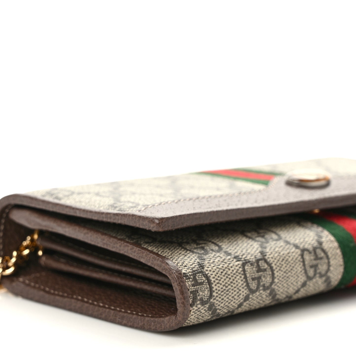 GG Supreme Monogram Web Ophidia Wallet On Chain Brown
