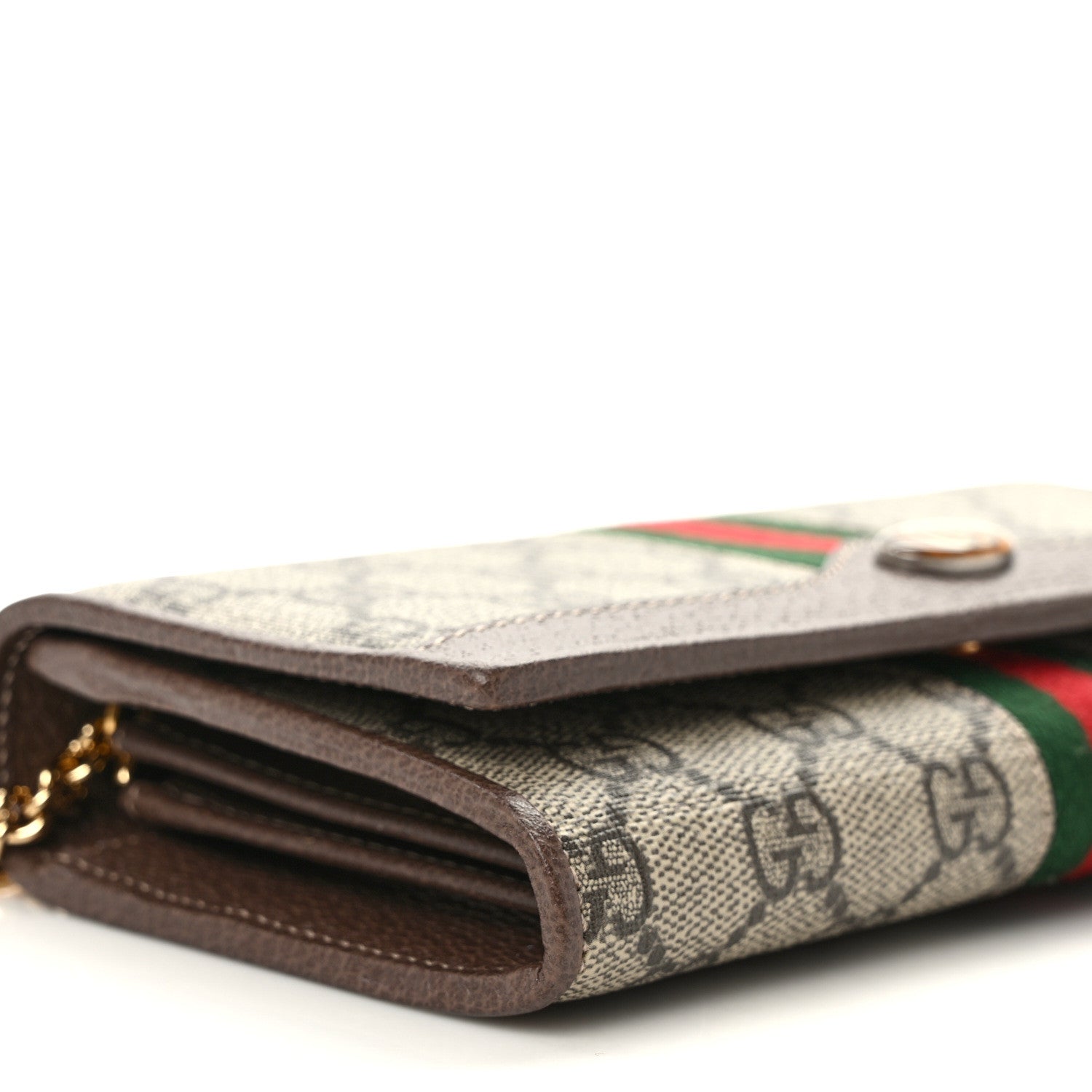 Gucci GG Supreme Monogram Web Ophidia Wallet On Chain Brown 8 of 10