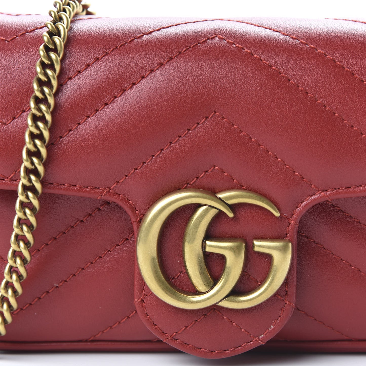 Calfskin Matelasse Super Mini GG Marmont Shoulder Bag Hibiscus Red