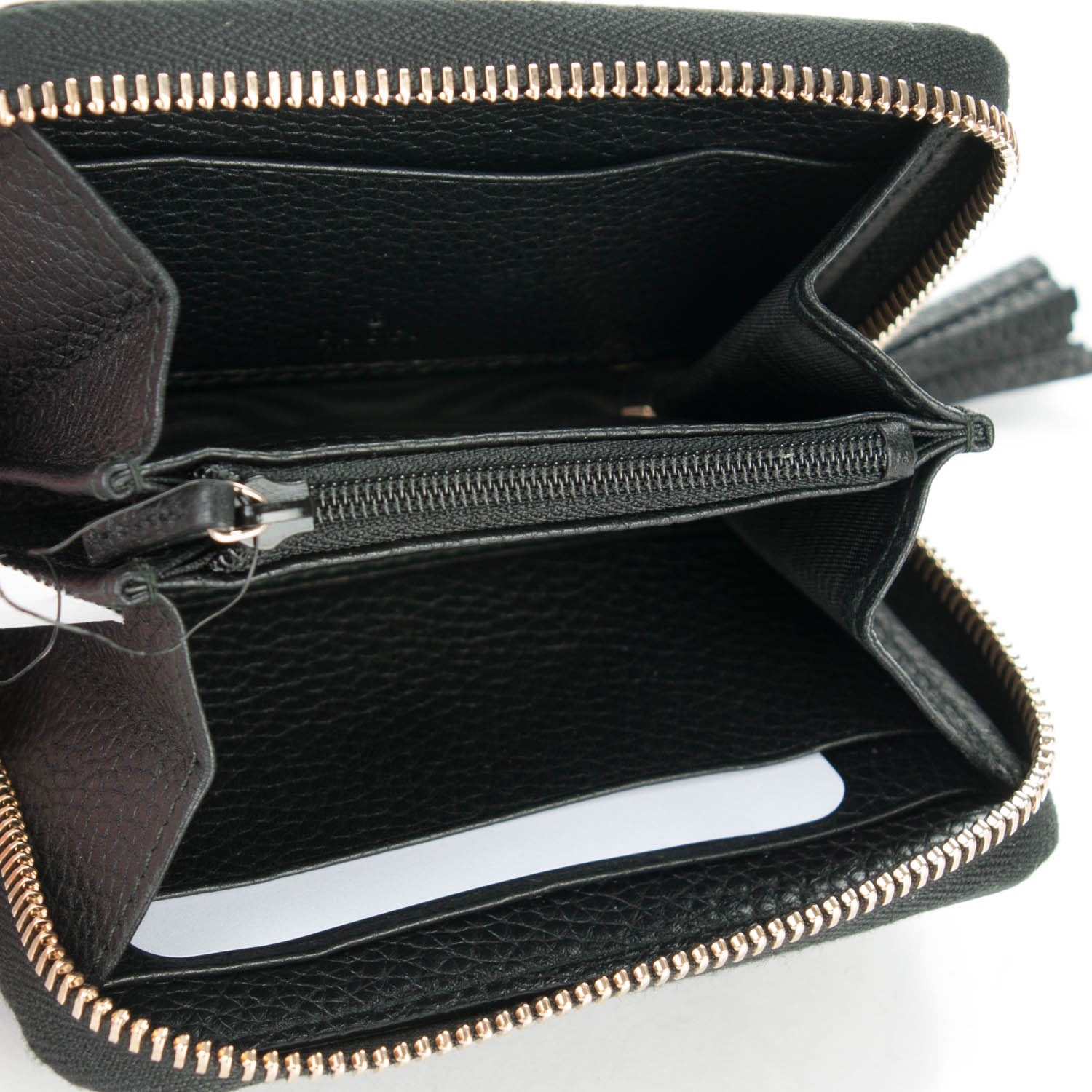 Gucci Pebbled Calfskin Soho Compact Disco Zip Around Wallet Black 5 of 7
