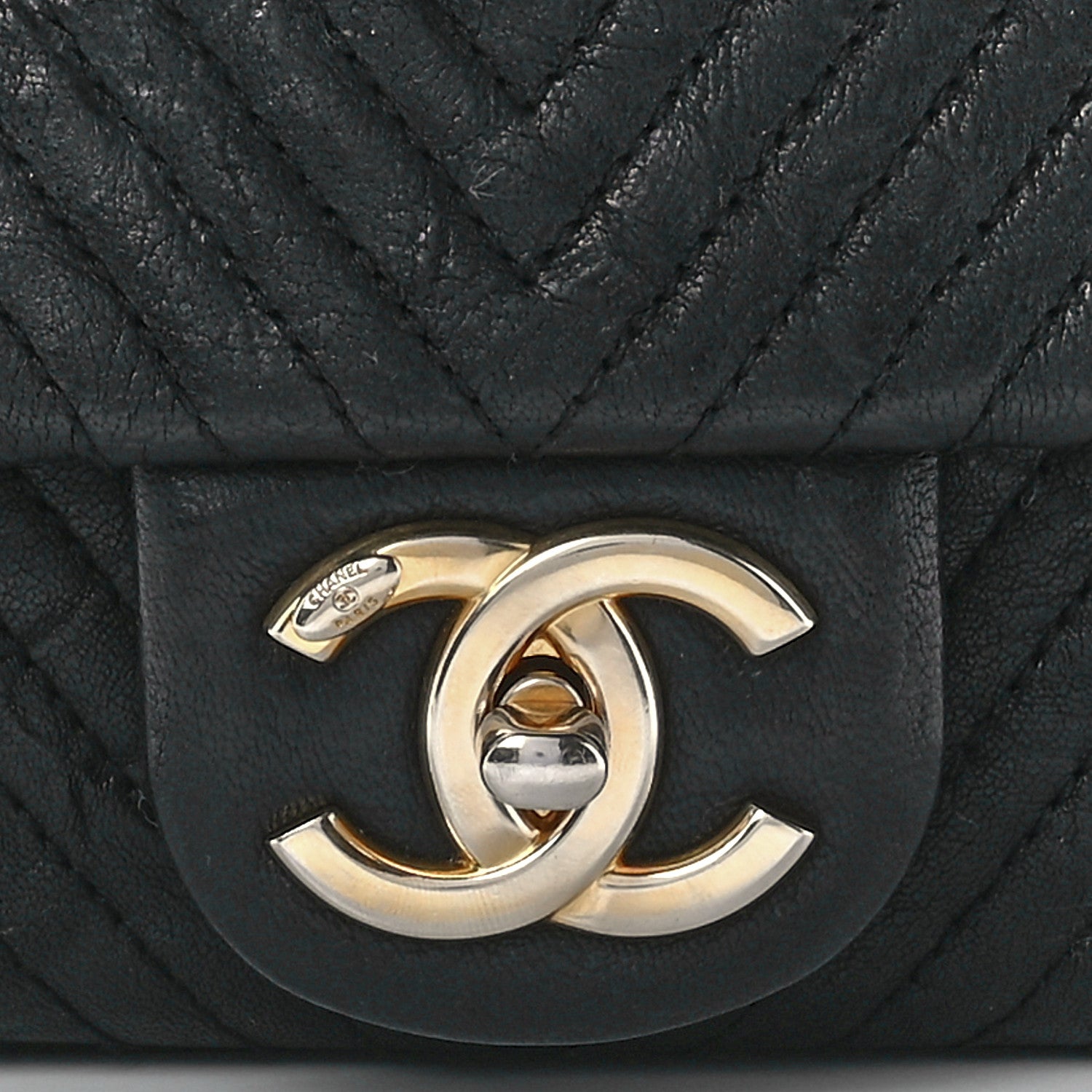 Chanel Calfskin Chevron Quilted Medium Surpique Flap Black 5 of 14