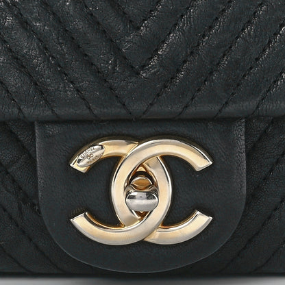 Chanel Calfskin Chevron Quilted Medium Surpique Flap Black 5 of 14