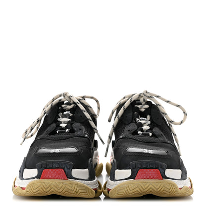 Balenciaga Fabric Mesh Washed Effect Womens Triple S Sneakers 35 Black Red 3 of 8