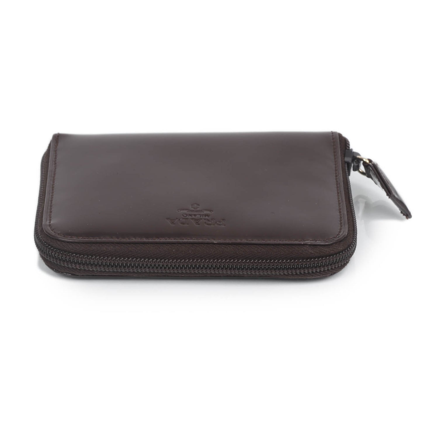 Spazzolato Compact Zip Wallet Dark Brown