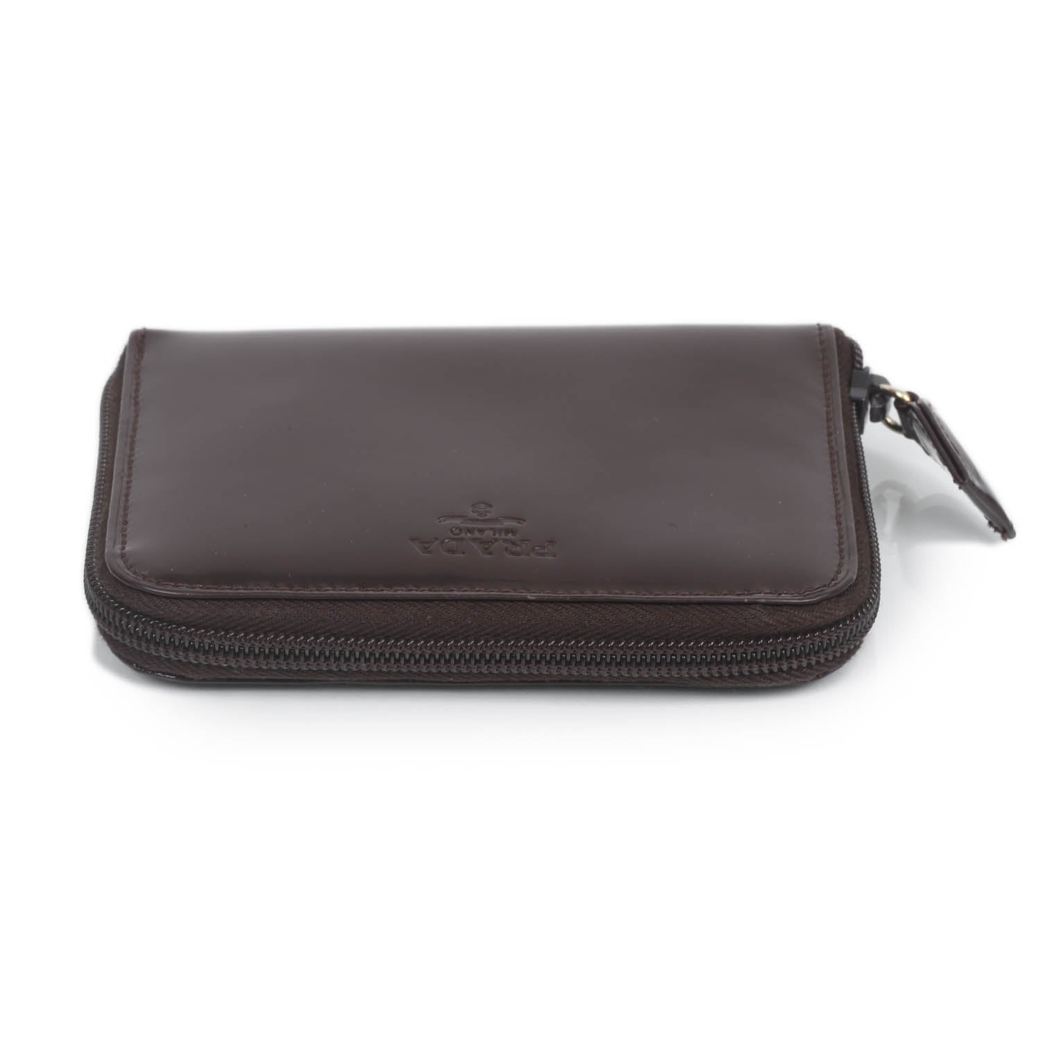 Prada Spazzolato Compact Zip Wallet Dark Brown 3 of 10