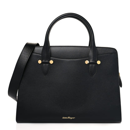 Salvatore Ferragamo Hammered Calfskin Today Satchel Black 1 of 10