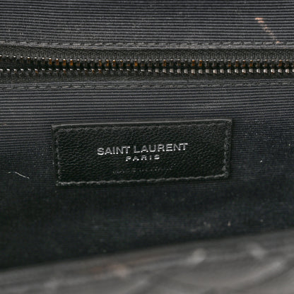 Saint Laurent Grain De Poudre Textured Mixed Matelasse Large Triquilt Monogram Monochrome Satchel Black 7 of 21