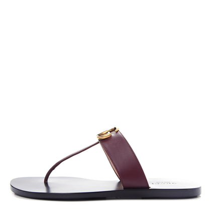 Gucci Calfskin GG Marmont Thong Sandals 36 Vintage Bordeaux 1 of 10