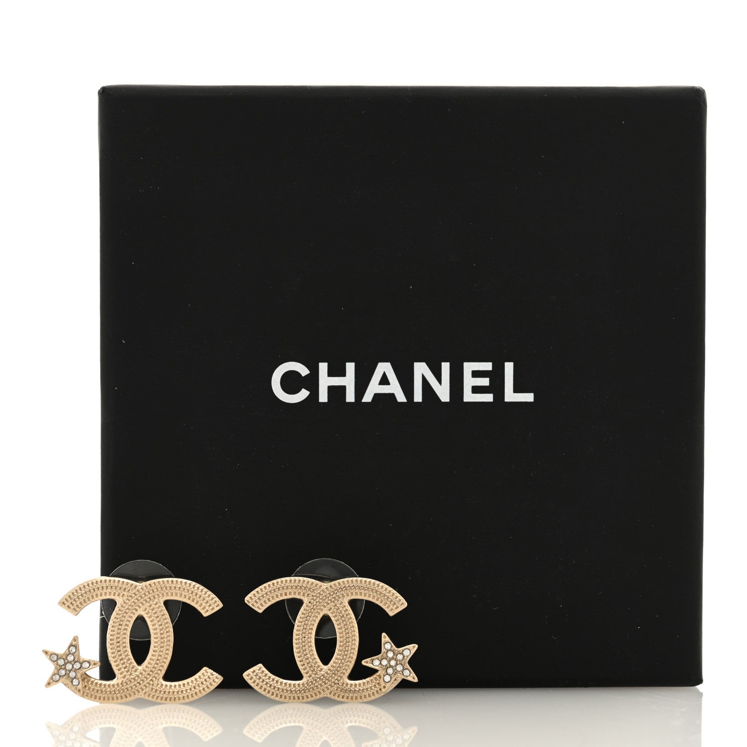 Chanel Crystal CC Star Earrings Gold 5 of 5