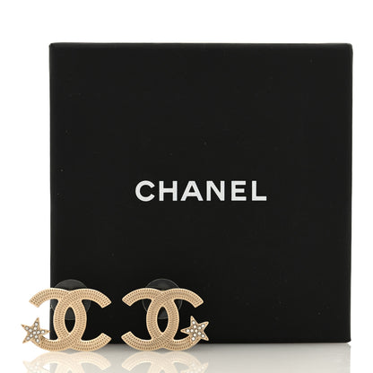 Chanel Crystal CC Star Earrings Gold 5 of 5