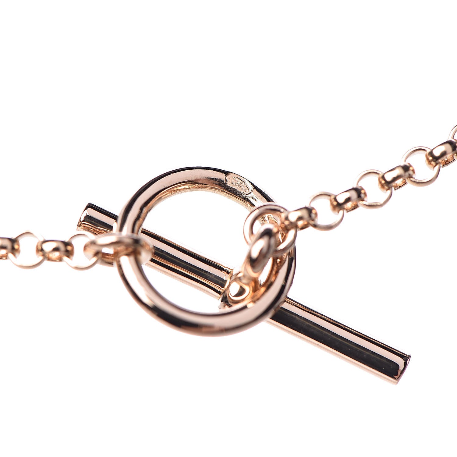 Hermes 18K Rose Gold Diamond Gambade Pendant Necklace 5 of 6