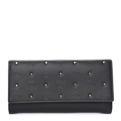 MCM Monogram Coated Canvas Claudia Studded Continental Flap Wallet Black 1 of 10