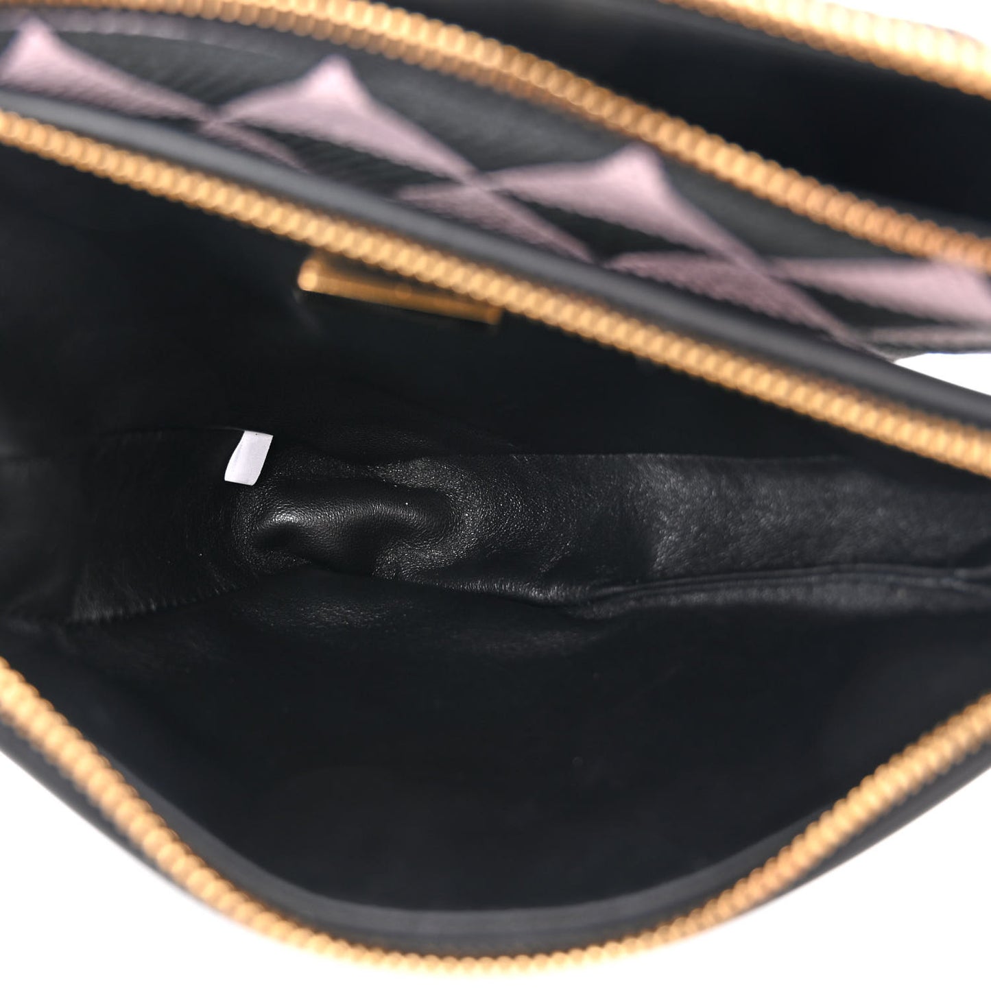 Jacquard Calfskin Triangolo Symbole Embroidered Mini Triangle Double Bag Black Alabastro