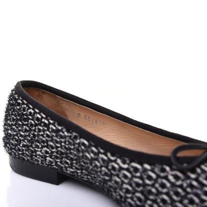 Chanel Tweed Cap Toe Ballerina Flats 36.5 Black White 8 of 14