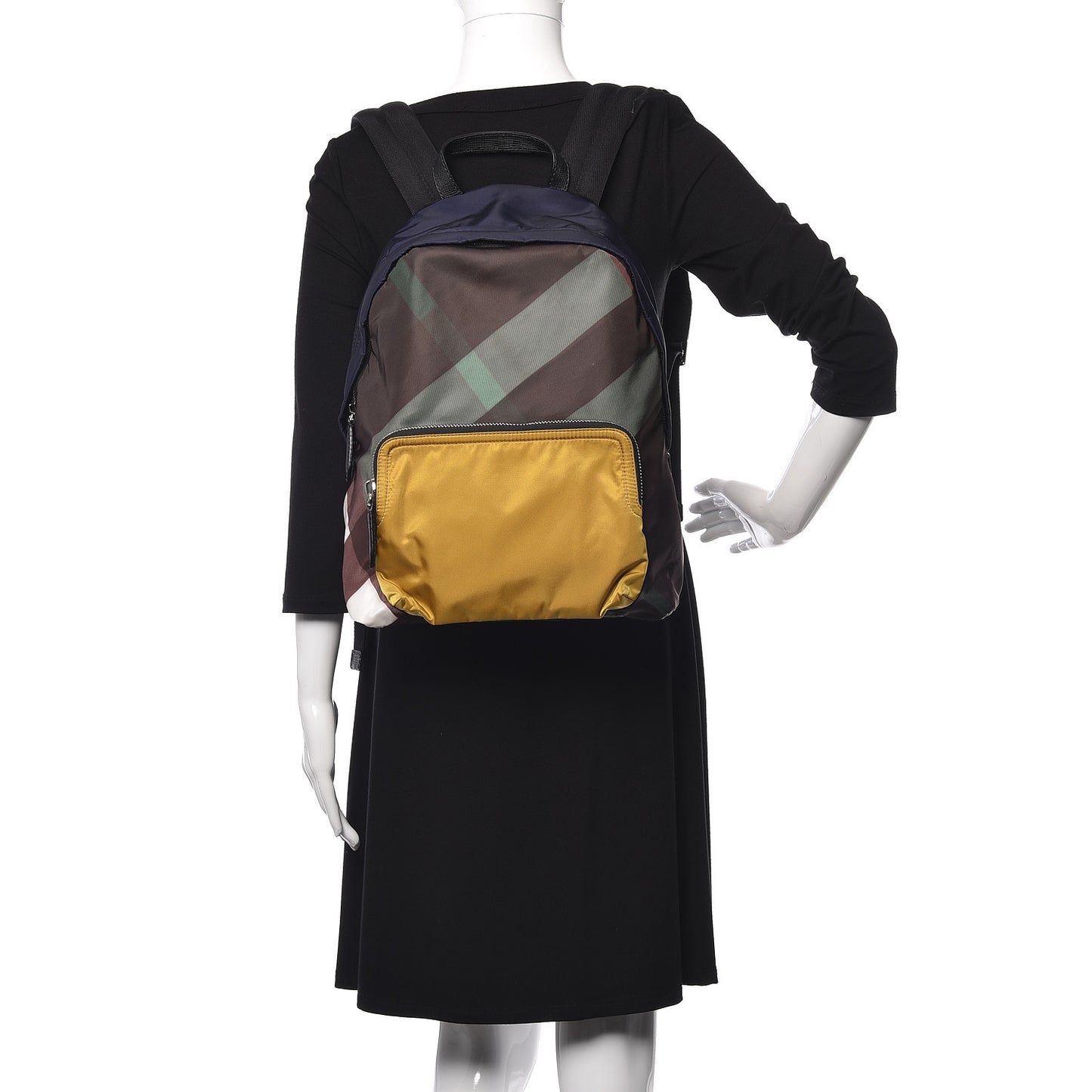 Nylon Check Print Abbeydale Simple Backpack Dark Forest Green