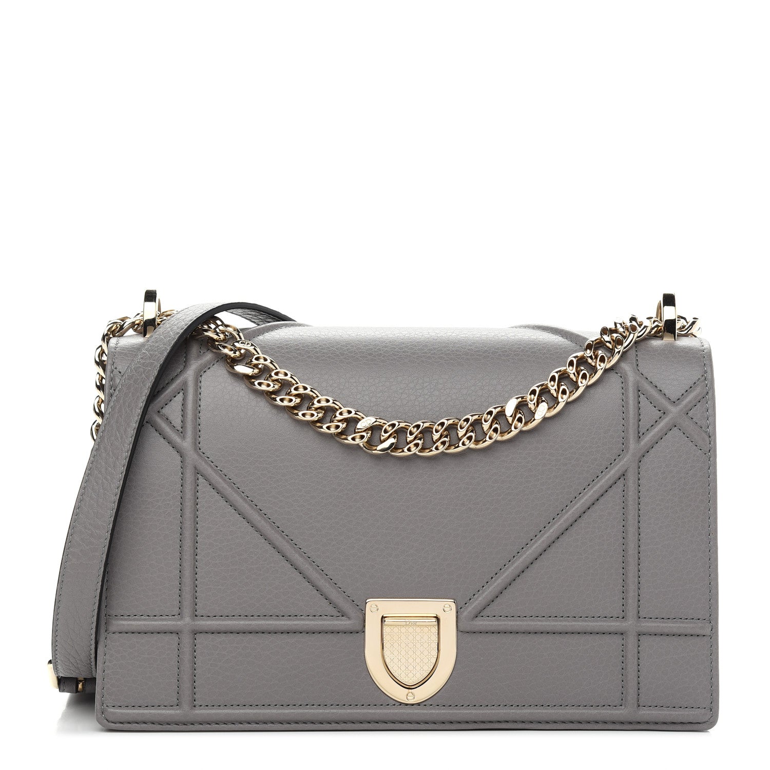Christian Dior Grained Calfskin Medium Diorama Flap Bag Gris 1 of 9