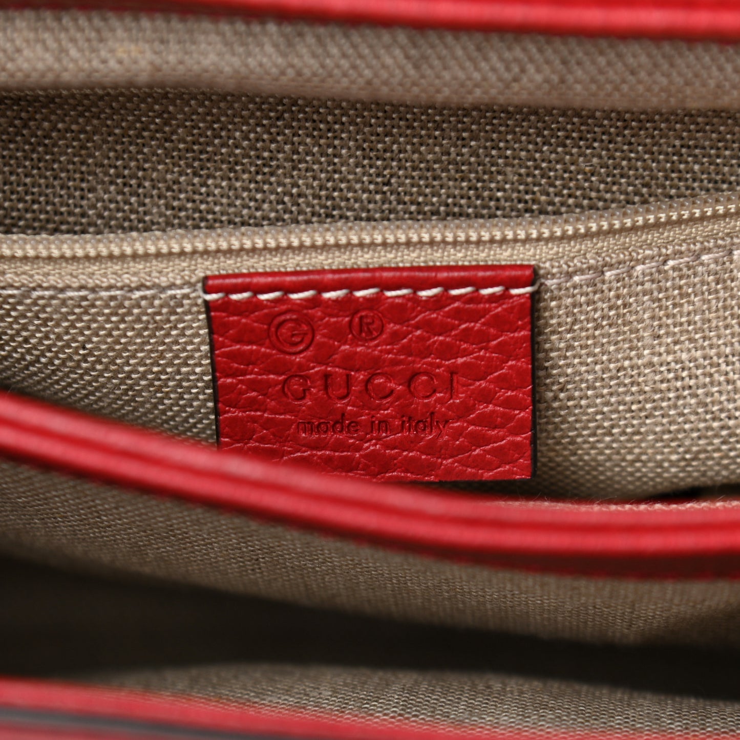 Dollar Calfskin Interlocking G Top Handle Shoulder Bag Red