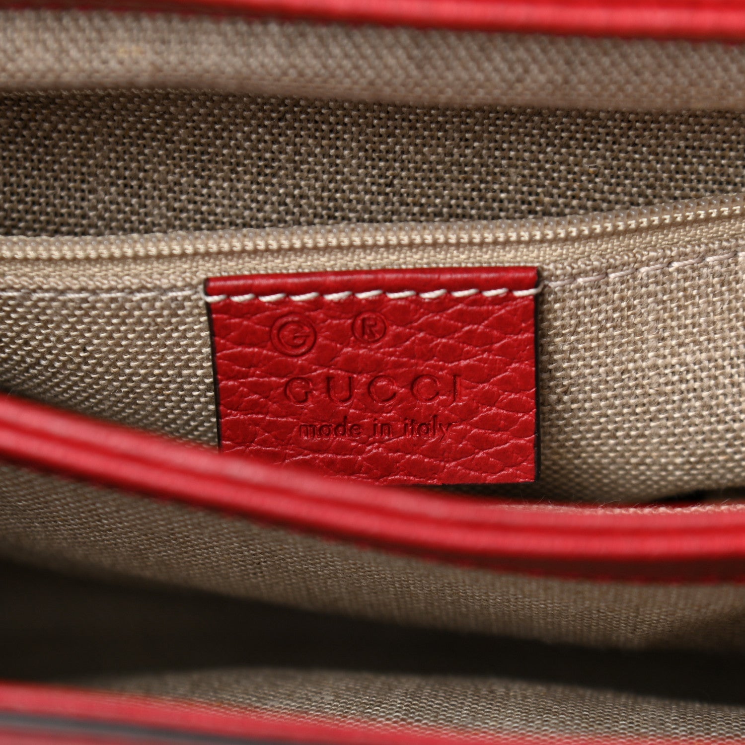 Gucci Dollar Calfskin Interlocking G Top Handle Shoulder Bag Red 10 of 21