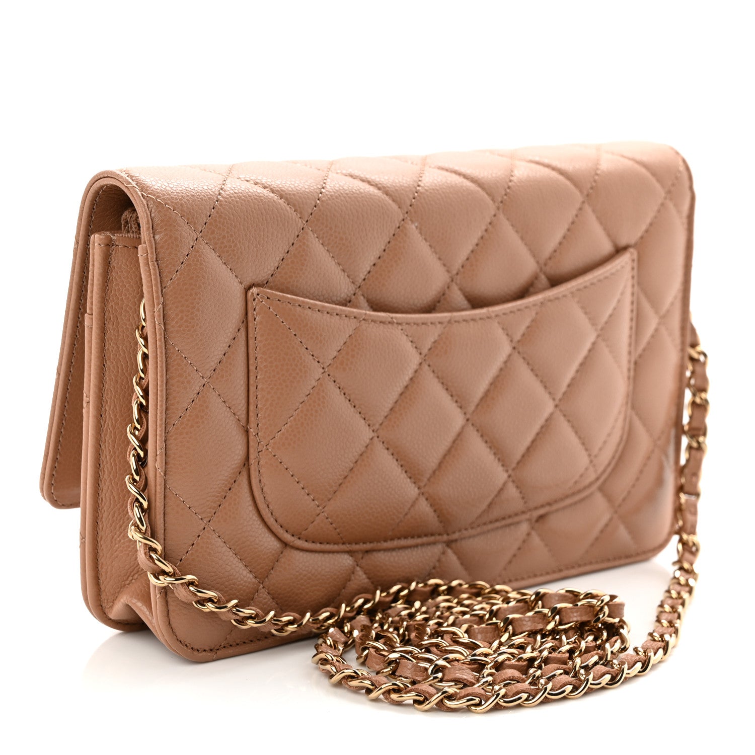 Chanel Caviar Quilted Wallet on Chain WOC Dark Beige 3 of 12