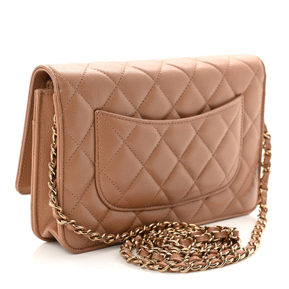 Chanel Caviar Quilted Wallet on Chain WOC Dark Beige 3 of 12