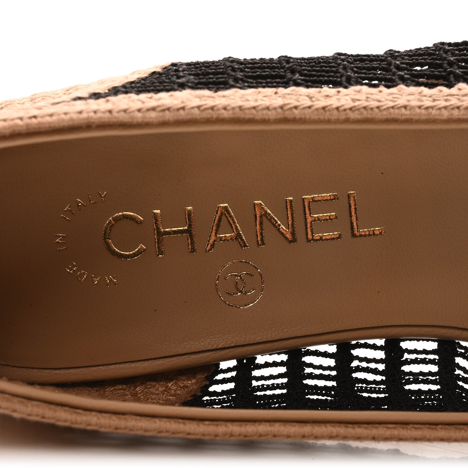 Chanel Raffia Cap Toe Ballerina Flats 37 Black Beige 8 of 9
