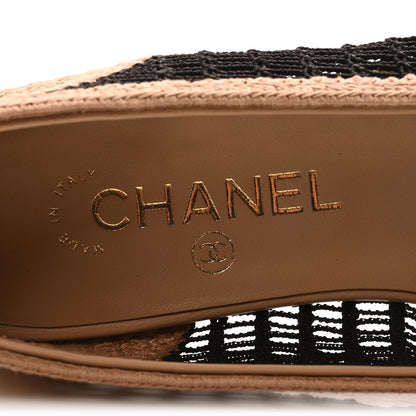 Chanel Raffia Cap Toe Ballerina Flats 37 Black Beige 8 of 9