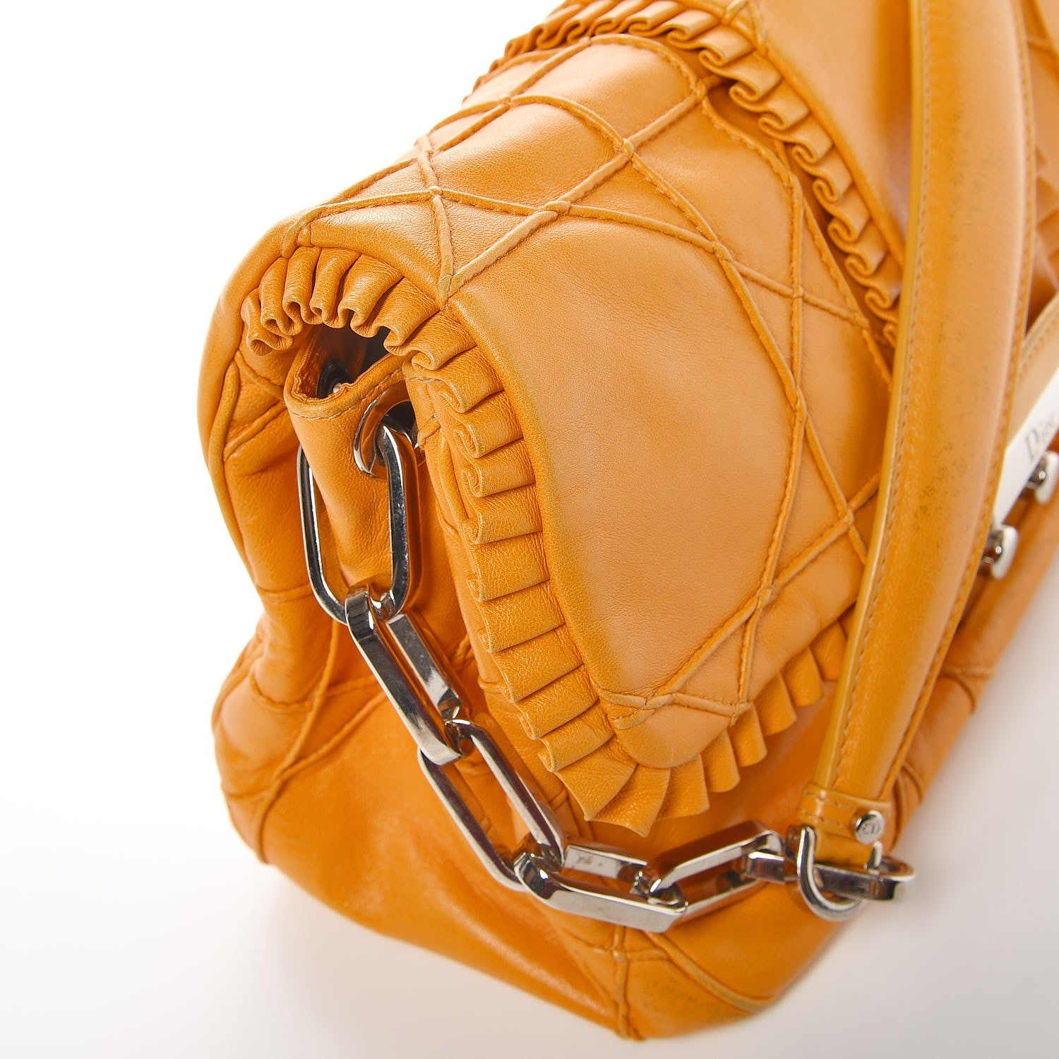 Christian Dior Lambskin Cannage Ruffle New Lock Flap Yellow 33 of 35