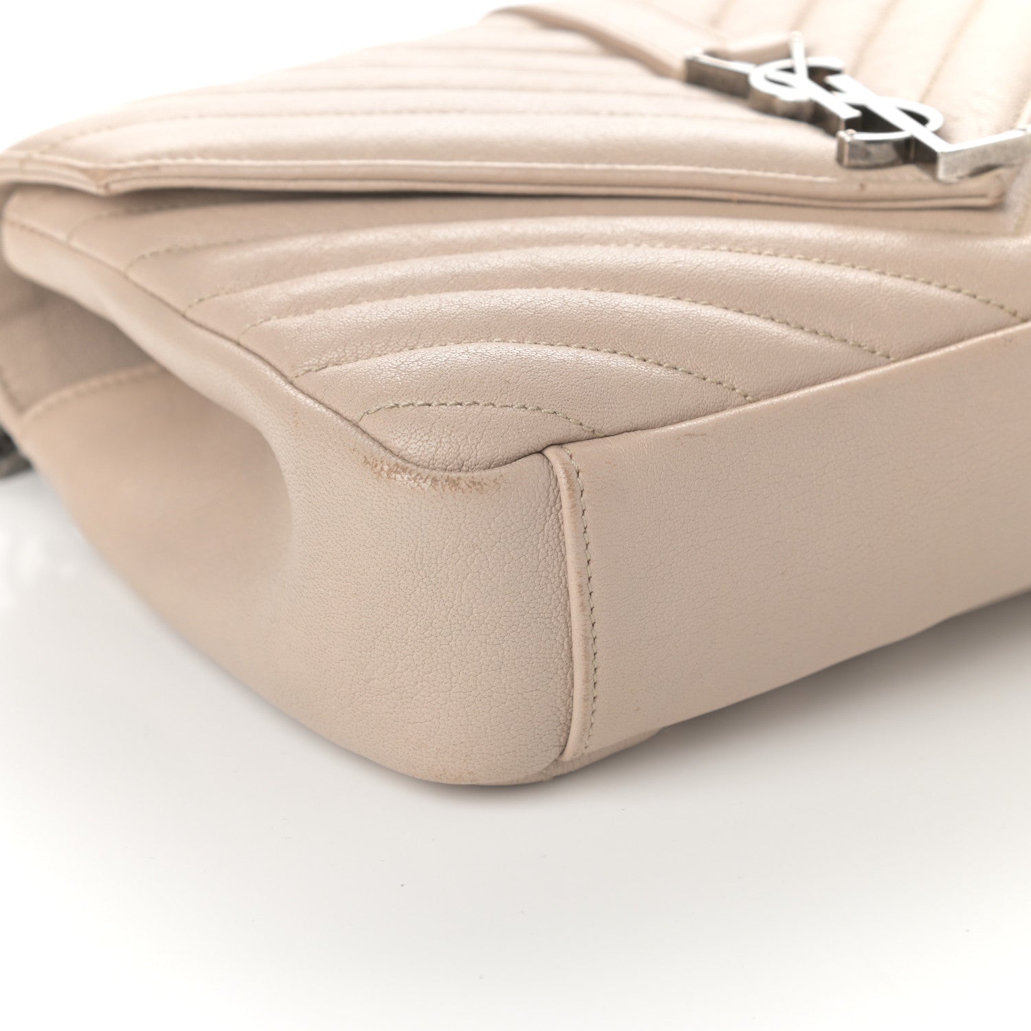 Saint Laurent Sheepskin Matelasse Chevron Monogram Medium College Bag Rose Antic 8 of 11