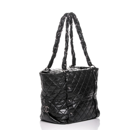 Chanel Distressed Lambskin Vintage Ligne Lady Braid Tote Black 3 of 7