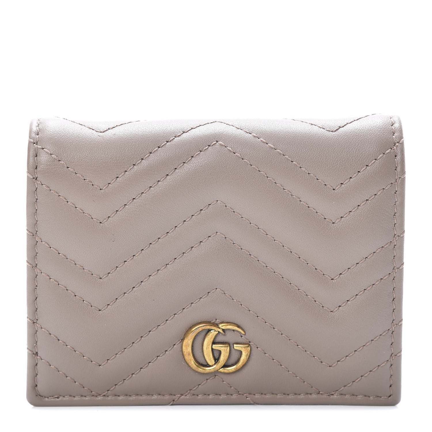 Gucci Calfskin Matelasse GG Marmont Card Case Wallet Porcelain Rose 1 of 10
