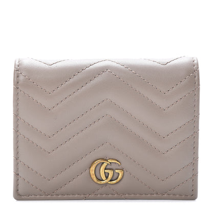 Gucci Calfskin Matelasse GG Marmont Card Case Wallet Porcelain Rose 1 of 10