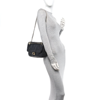 Chanel Metallic Crackled Calfskin Large Perforated Drill Flap Black 2 of 10